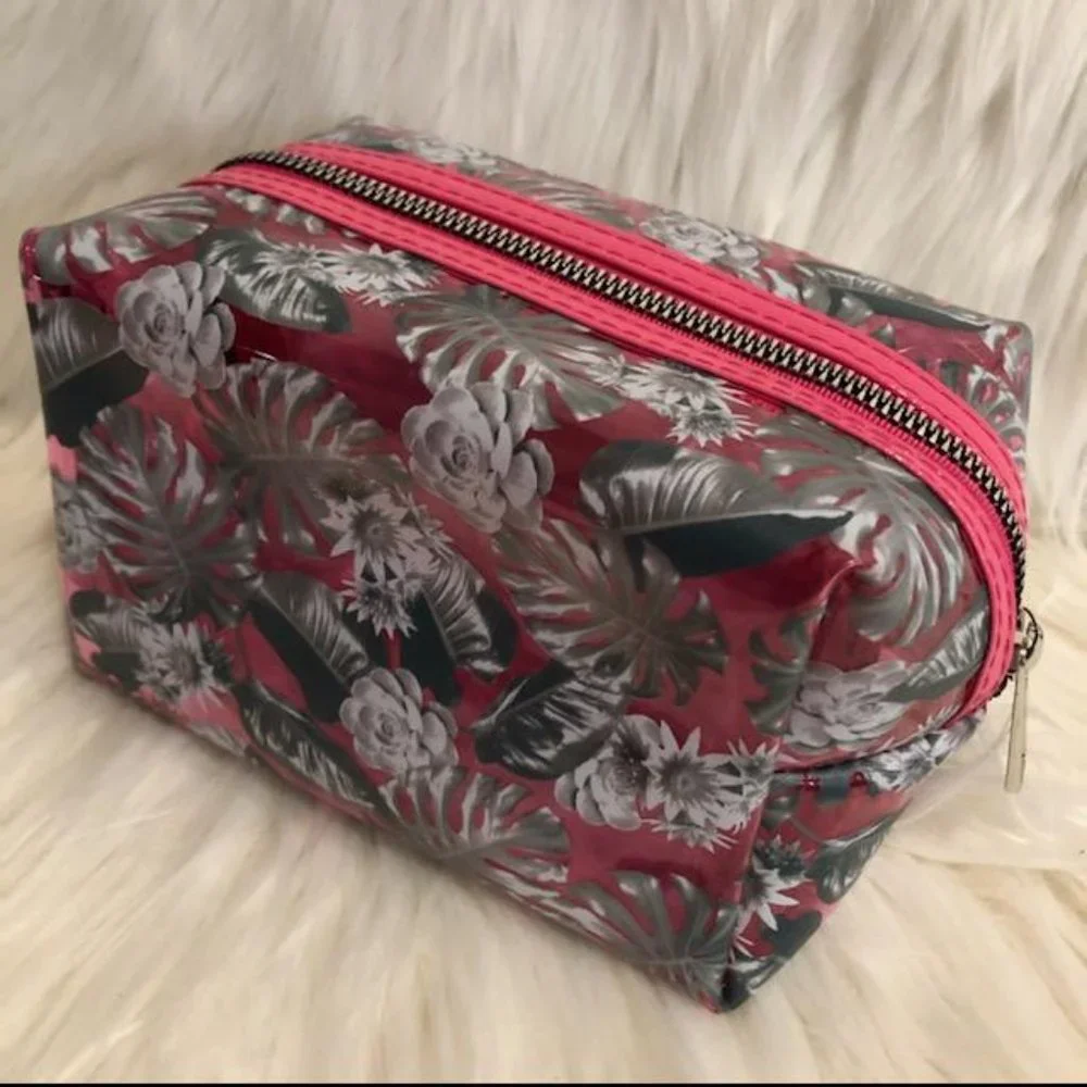 Nicole Miller Pink Plastic Cosmetic Bag